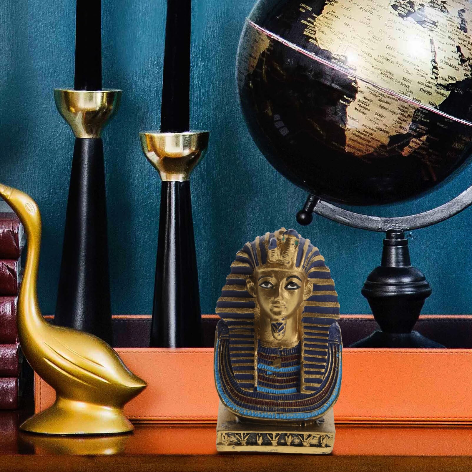 CLISPEED Statue de Pharaon Égyptien Statue de Buste Pharaon en Résine Ancien Roi Égyptien Figurine Sculpture Décorative Collection Décor Bureau à Domicile