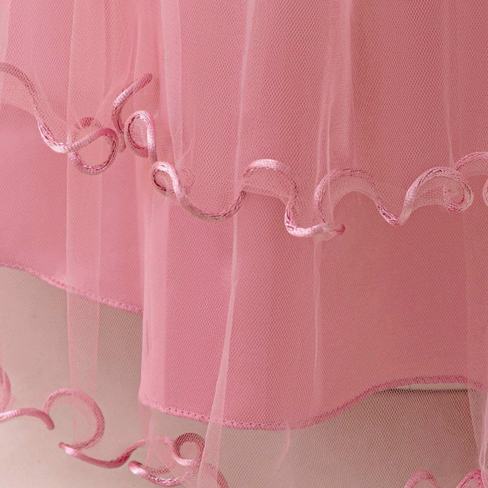 Vestido formal de tul con purpurina y hombros descubiertos para niñas, con adornos florales 3D, elegante vestido de fiesta de dama de honor con volantes, para cumpleaños, de 5 a 12 años