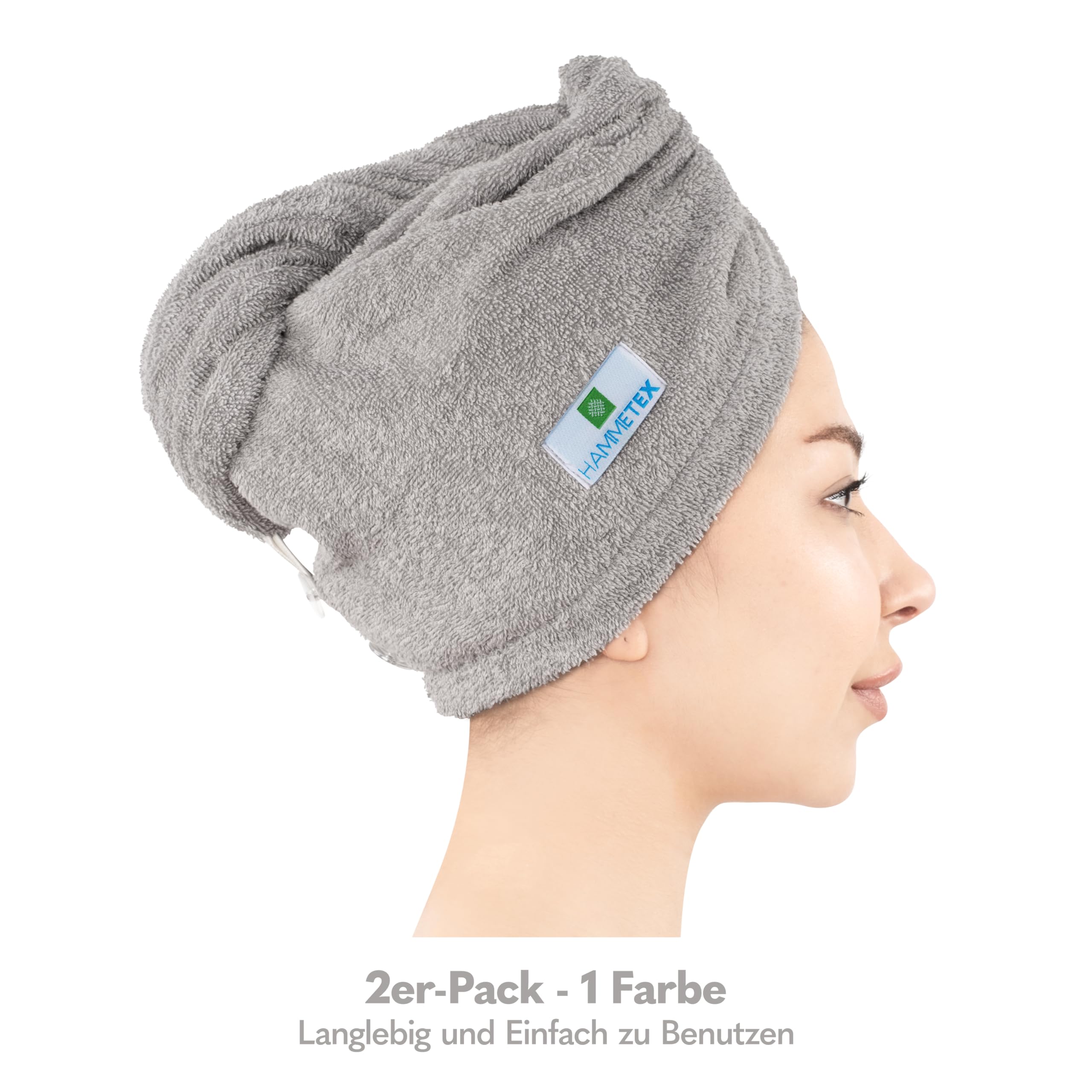 Hammetex Haarturban 2er Set mit Knopf – Bild 8