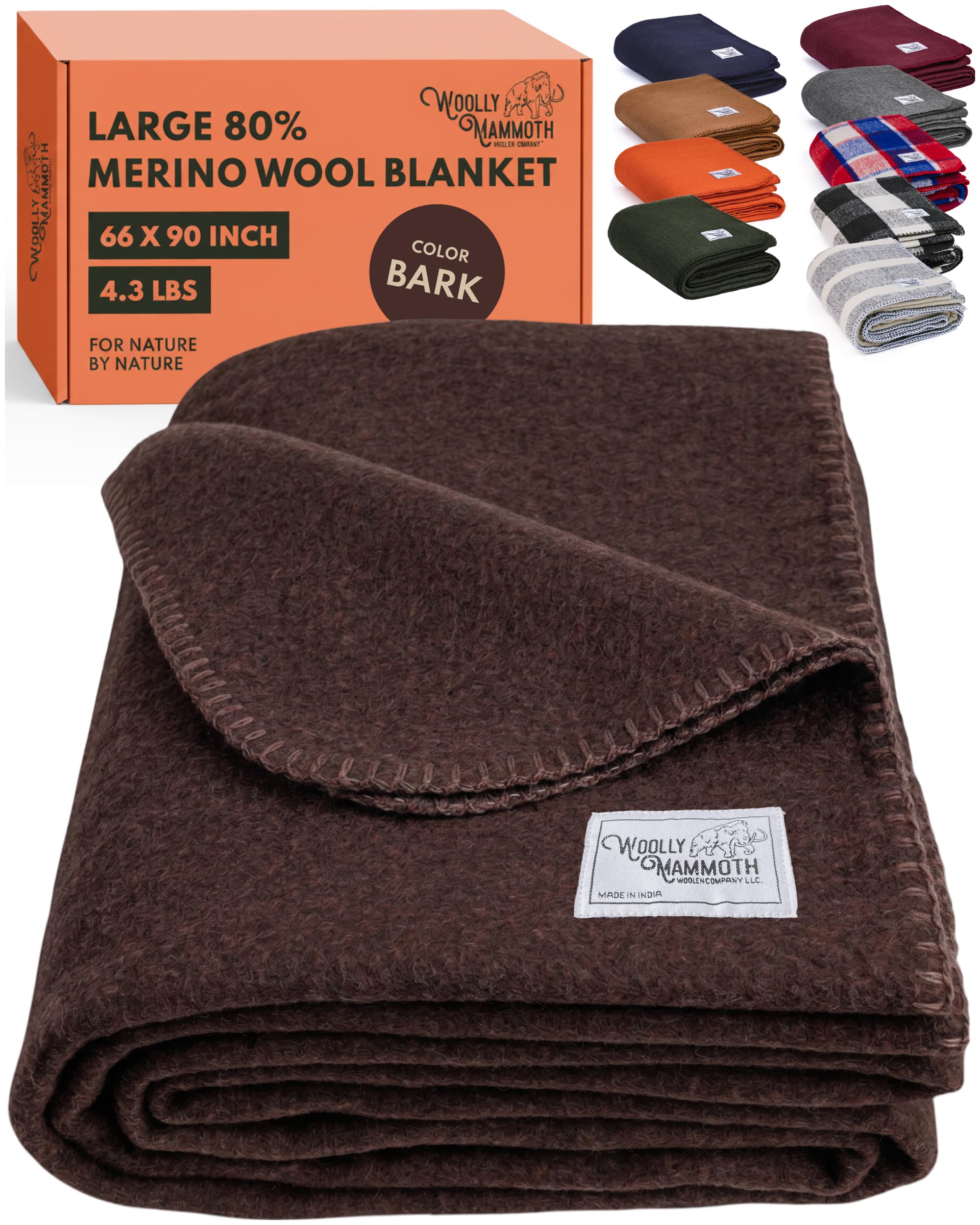 Amazon.com: Woolly Mammoth Woolen Company Merino Wool Blanket - 80