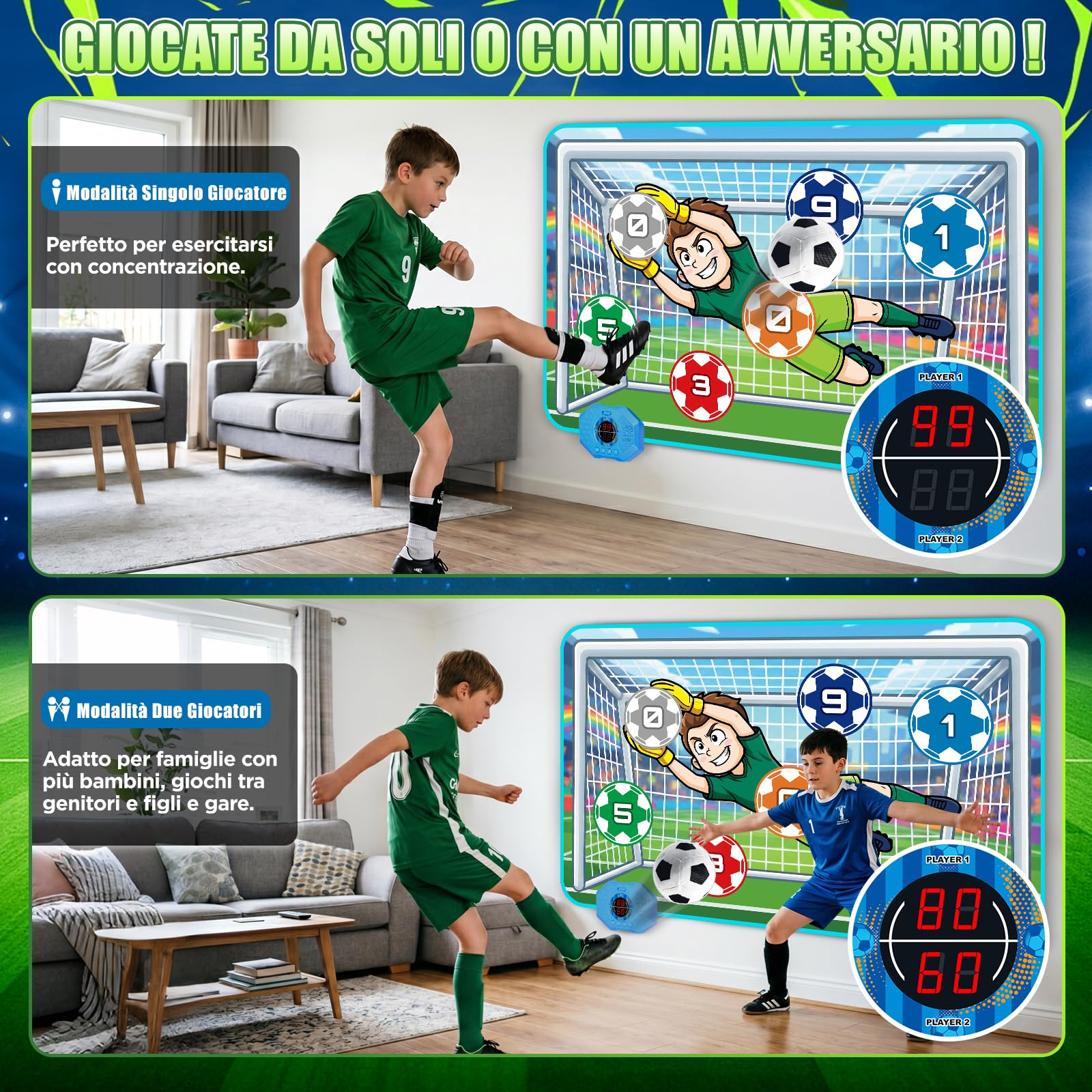 MOMUSE Tappeto Gioco da Calcio, Giocattolo Calcio Punteggio Elettronico
