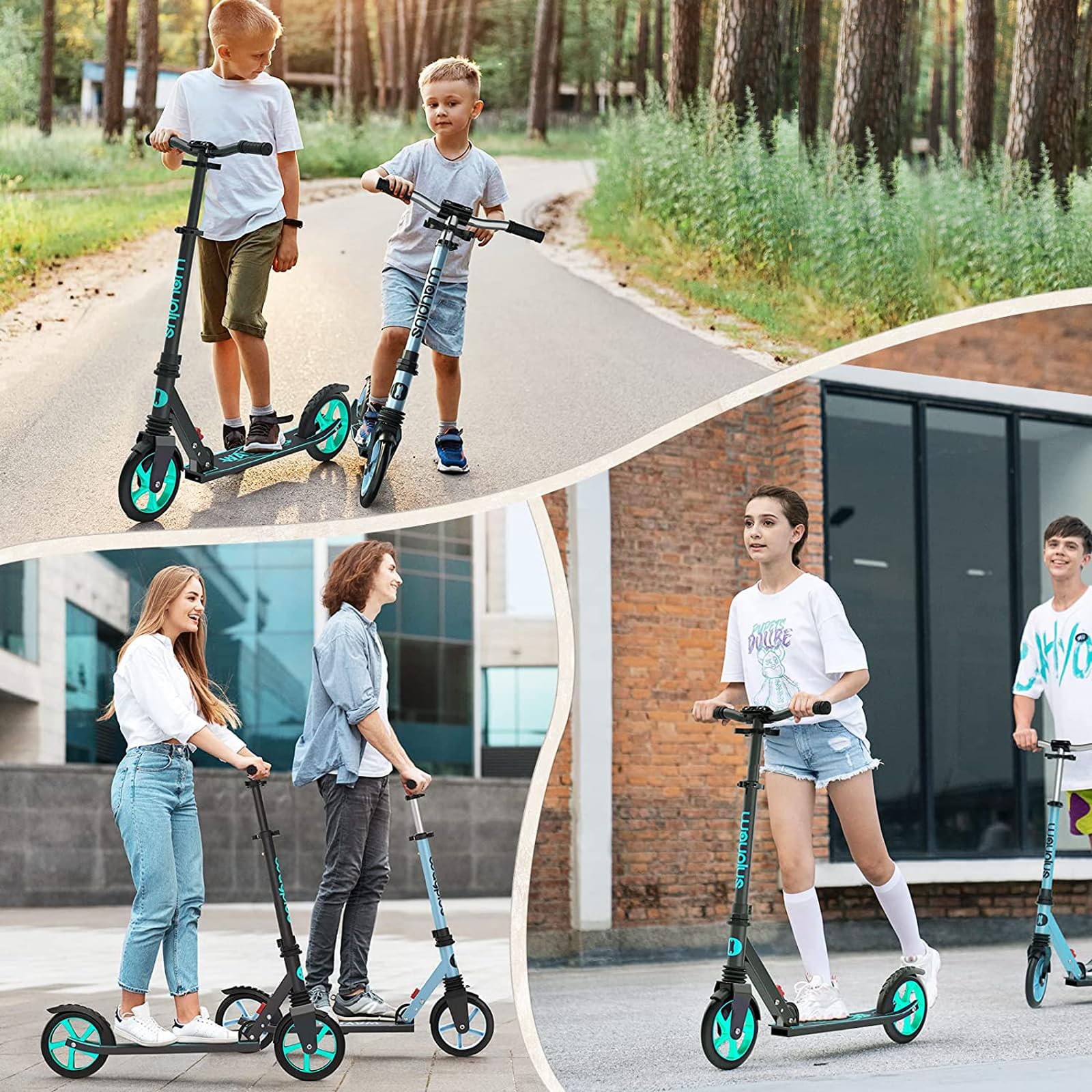 WAYPLUS Trottinette Enfant, Trottinette Enfant avec Grandes Roues PU 200mm & Roulements ABEC-9 Réglable 78-94 cm, Pliable, 4,08 kg Direction à Basculement & Frein au Pied, Enfants & Adultes 108 kg