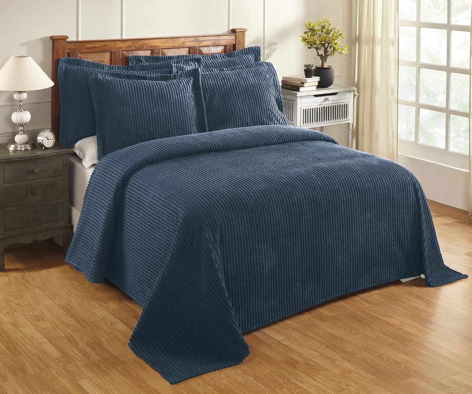 Better Trends Chenille Bedspreads King, Jullian Collection Bold Stripes Design in