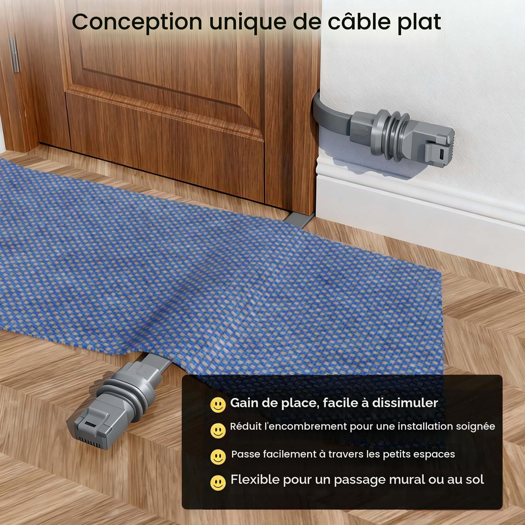 Elfcam - 30m Câble Ethernet Plat Cat 6A pour Starlink Gen 3 et Mini – 10Gbps, RJ45, IP68 Étanche, 9.2x3.2mm, Intérieur/Extérieur, Haute Vitesse et Flexible pour Installation Murale