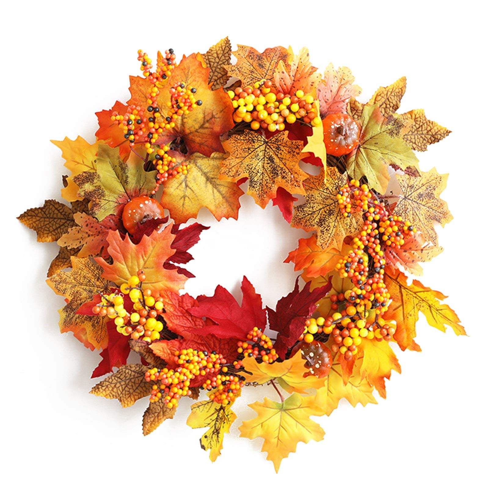 Couronne Halloween et automne avec feuille d'érable pour décoration de porte