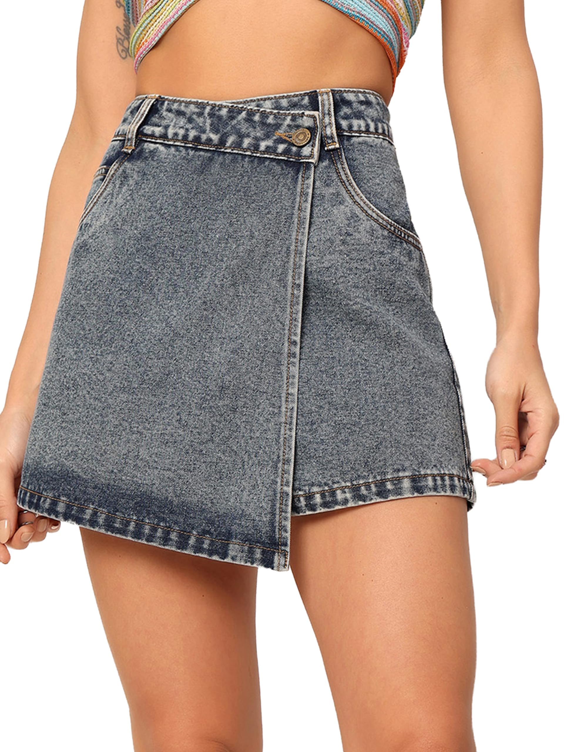 dolce crudo Women's Regular High Rise Above Knee Stretchable Denim Shorts-picture-25
