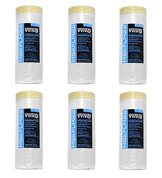 Chemical Grade Heavy-Duty Self-Adhesive Tape and Drape Masking Film Plastic Drop Cloth (6-Piece Value Pack (60