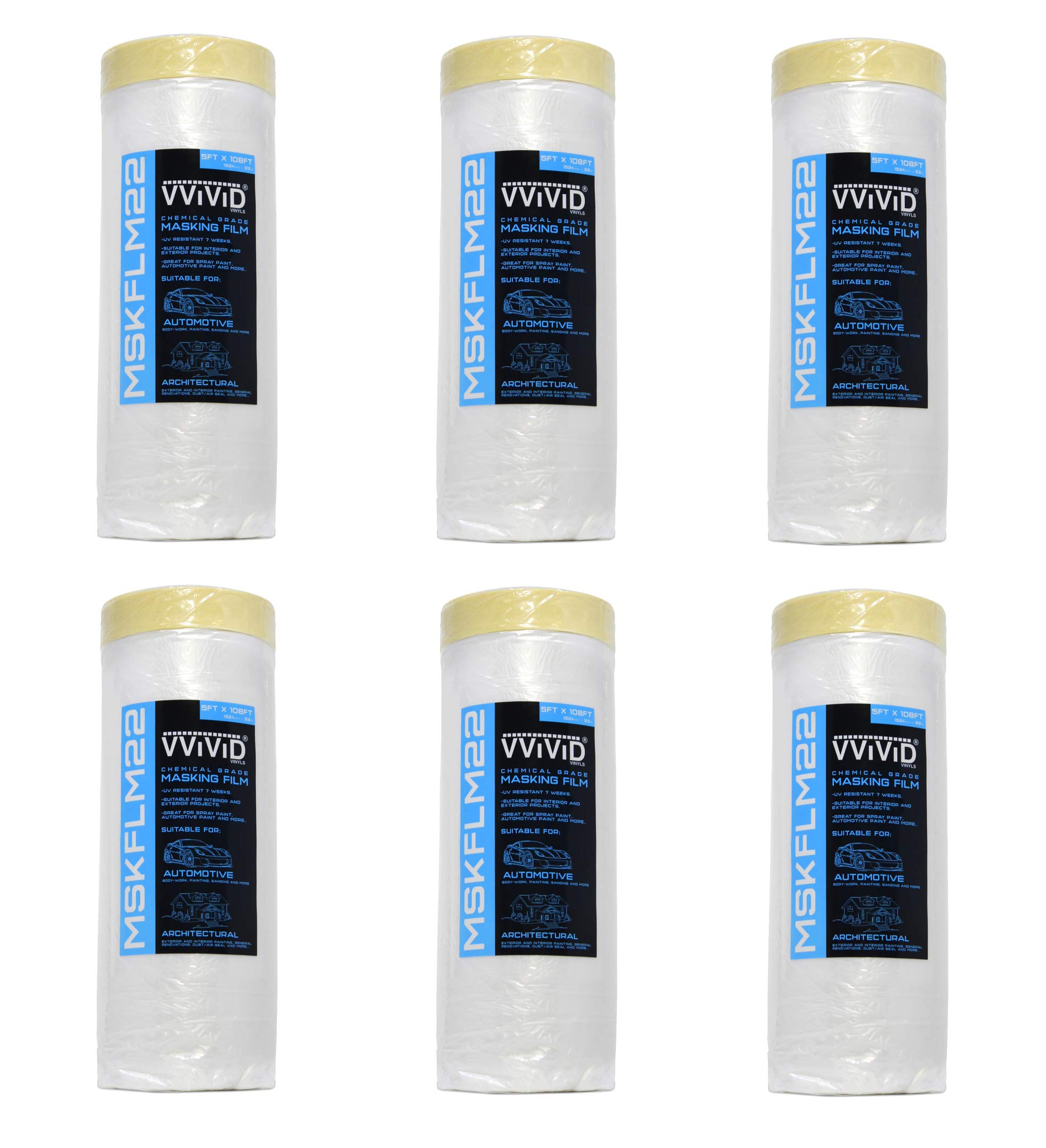 Nastro adesivo resistente per applicazioni chimiche e drappeggi, in plastica, confezione da 6 pezzi (152,4 x 32,9 m)