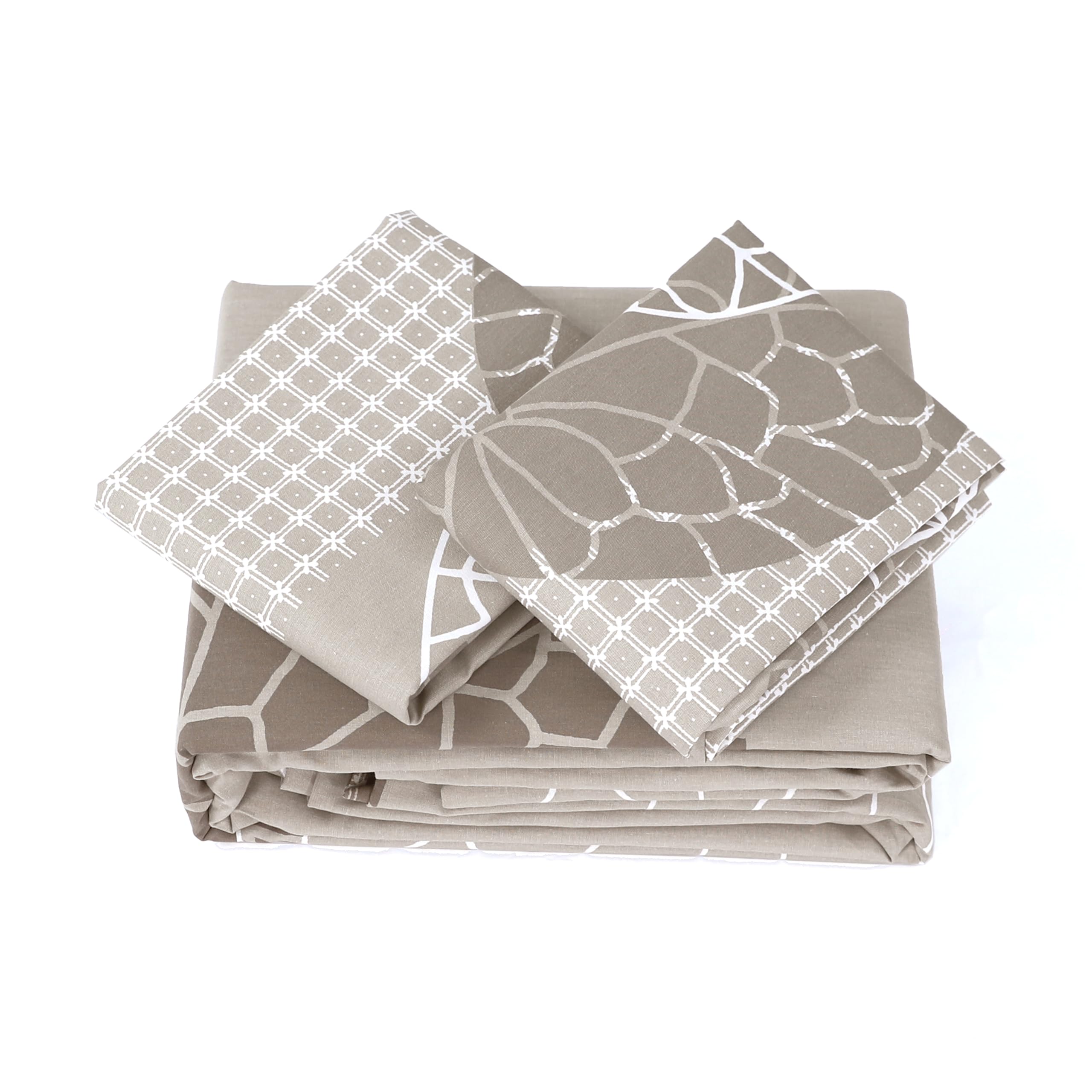 Vision Juego de Cama 100% Algodón – Adèle Beige – Cama Kingsize (260x240 cm) – Funda Nórdica y 2 Fundas de Almohada (65x65 cm) – 57 Hilos, Suave y Confortable - Certificado Oeko-Tex