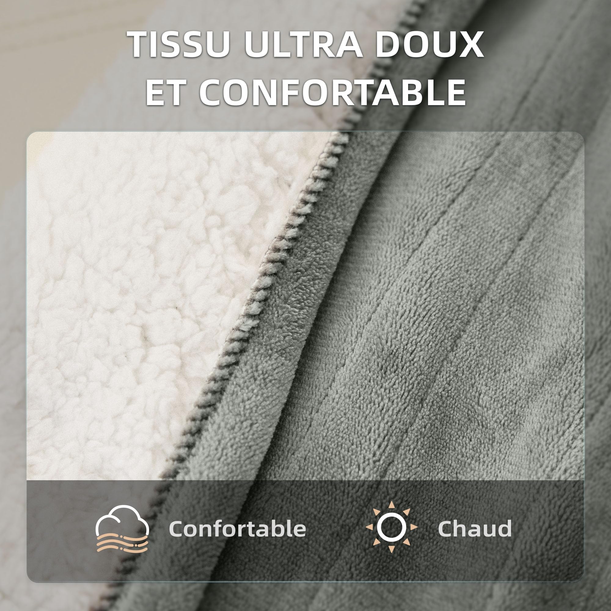 JET'S HOME Couverture Chauffante Électrique 1 Personne 130x180cm - Plaid Chauffant 6 Réglages de Température Fermeture Automatique Réglable, Protection Contre la Surchauffe Lavable en Machine (Gris)