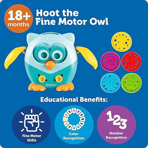 Miniatura 6 de Learning Resources Hoot The Fine Motor Owl - 6 piezas, a partir de 18 meses, juguetes de aprendizaje para niños pequeños, juguetes de motricidad