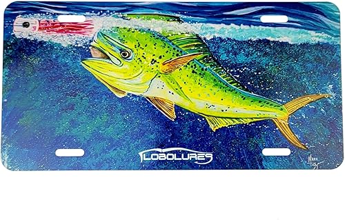 Lobo Lures Screamin' Mahi-Mahi Big Game Fishing - Placa frontal con diseño de Mark Ray Art