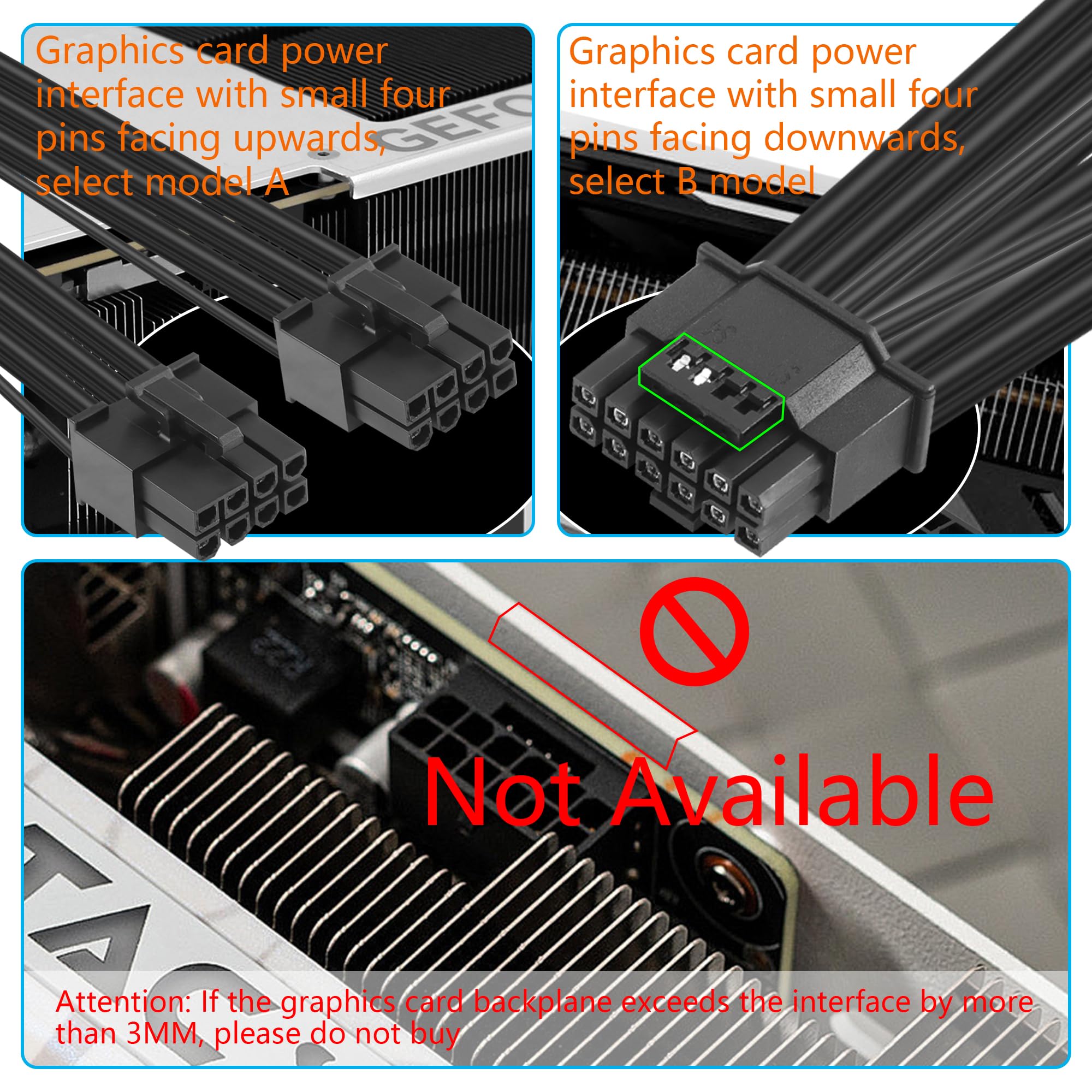 CERRXIAN 1FT ATX3.0 12VHPWR to 2x 8Pin Power Cable,PCI-e 5.0