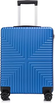 DK Luggage Carry-on 20” Cabin EasyJet, BA, Jet 2 Hard Shell Large Cabin Hand Luggage Approved Suitcase 4 Wheel Spinner ABS30 Blue