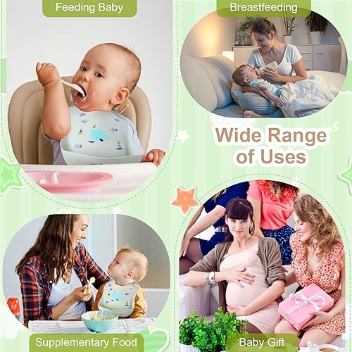 Miniatura 7 de Accmor Silicone Baby Bibs, Waterproof Soft Bibs for Baby Girls Boys Feeding Eating, Silicone Baby Bibs with Large Pocket