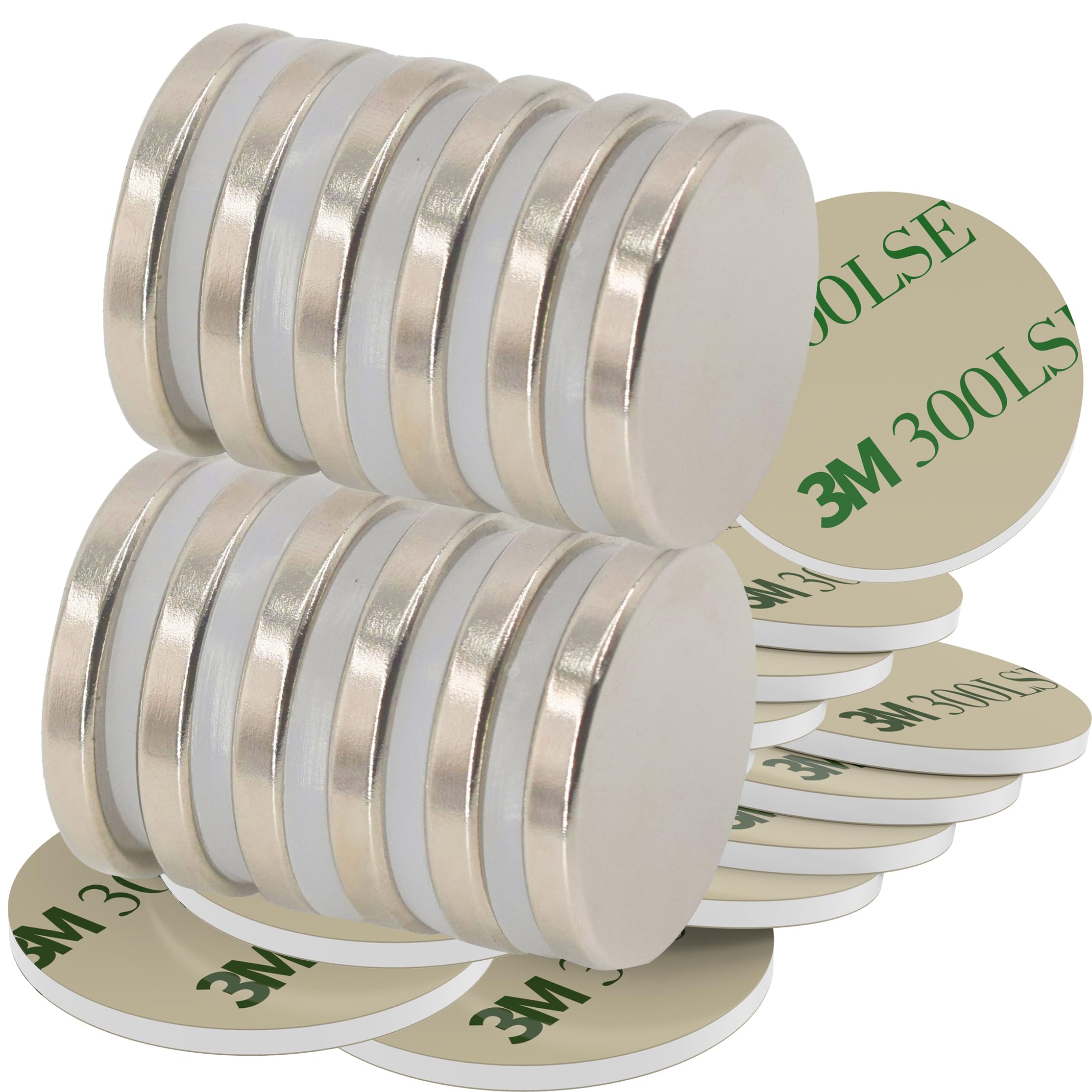 Magnetpro12 Piece Disc Magnets 6 KG Force 25 mm Diameter x 3mm Thick Magnet with Self Adhesive Tape