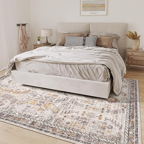 Miniatura 7 de befbee Alfombra de área ligera de 4 x 6 pies, antideslizante, lavable, resistente a las manchas, ligera, para comedor, alfombra ultrafina para