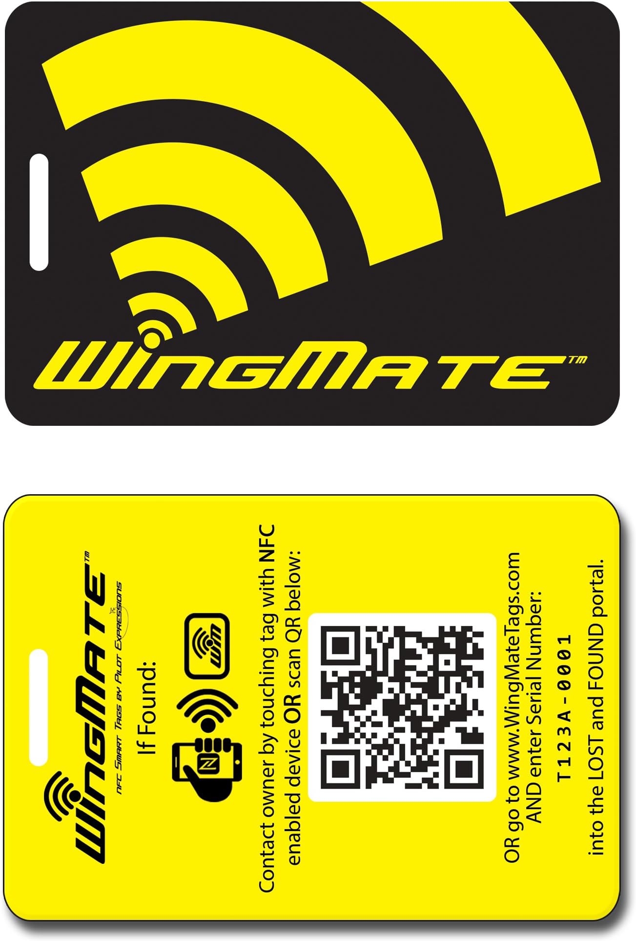 WingMate CREW Passive Tracking Smart Luggage Tag with web app! Crew Tag (YELLOW)