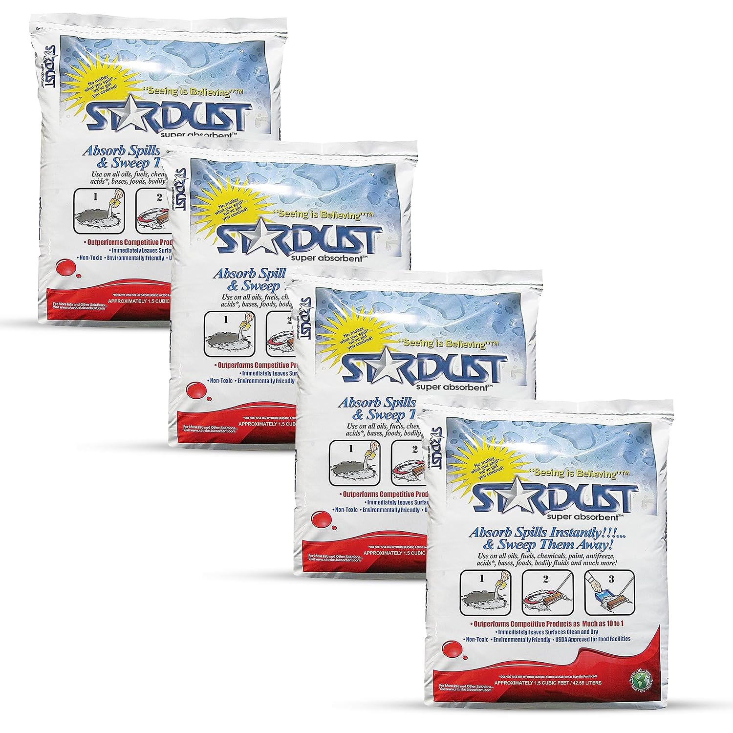 STARDUST Super Absorbent Floor Dry Absorbent, 1.5 Cu.Ft., Pack of 4