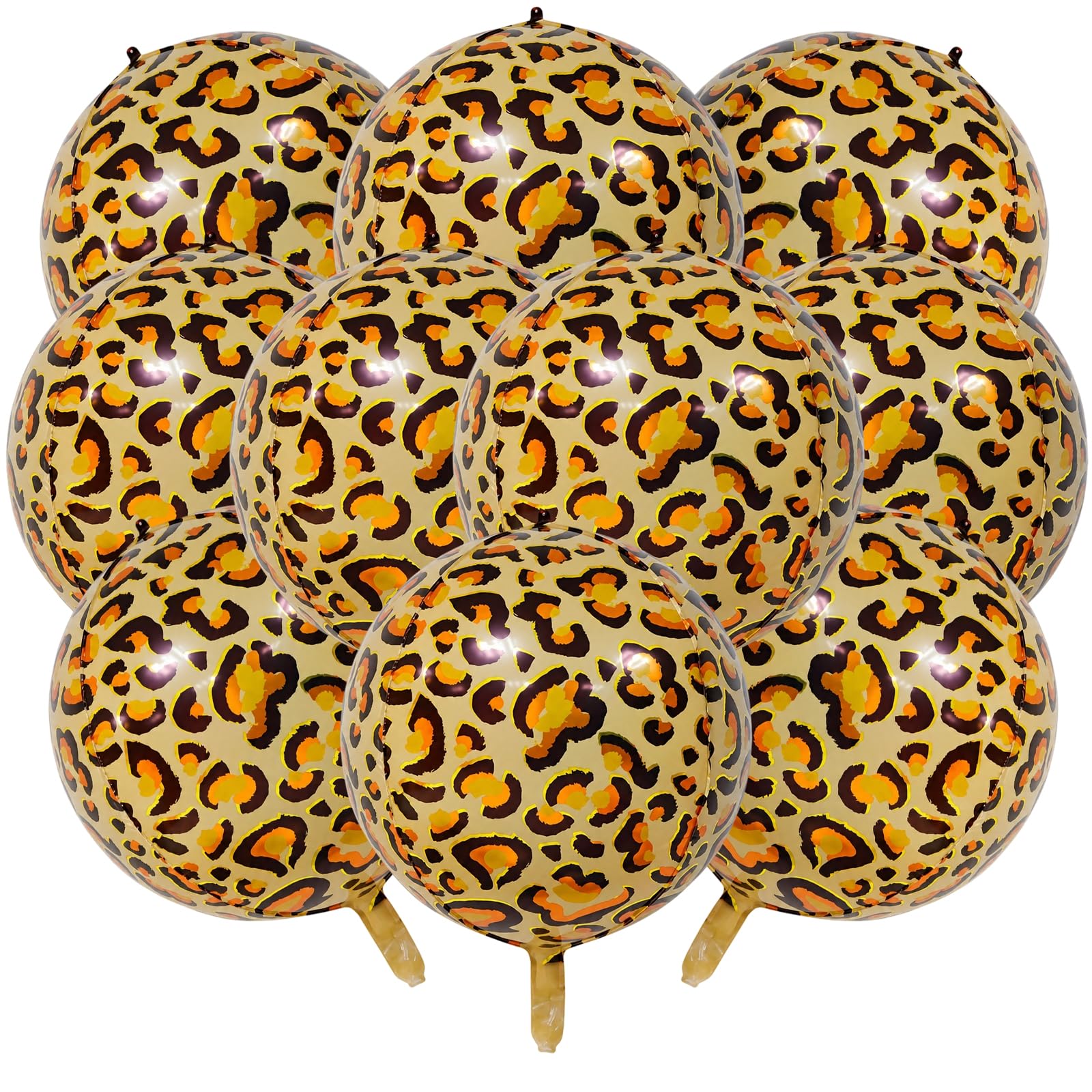 10 Leopard Print Balloons, Animal Print Birthday Decorations for Jungle Themed Parties, 22 Inch 4D Foil Balloons for Safari Celebrations and Wild Animal Events