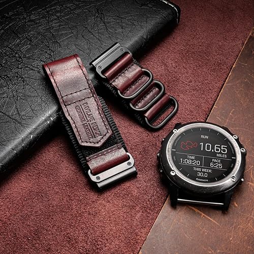 Miniatura 2 de DAVILANE Compatible With Garmin Watch Band, Leather Watch Band Sports Strap For