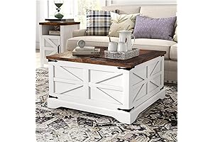 Square White Coffee Table with Storage
