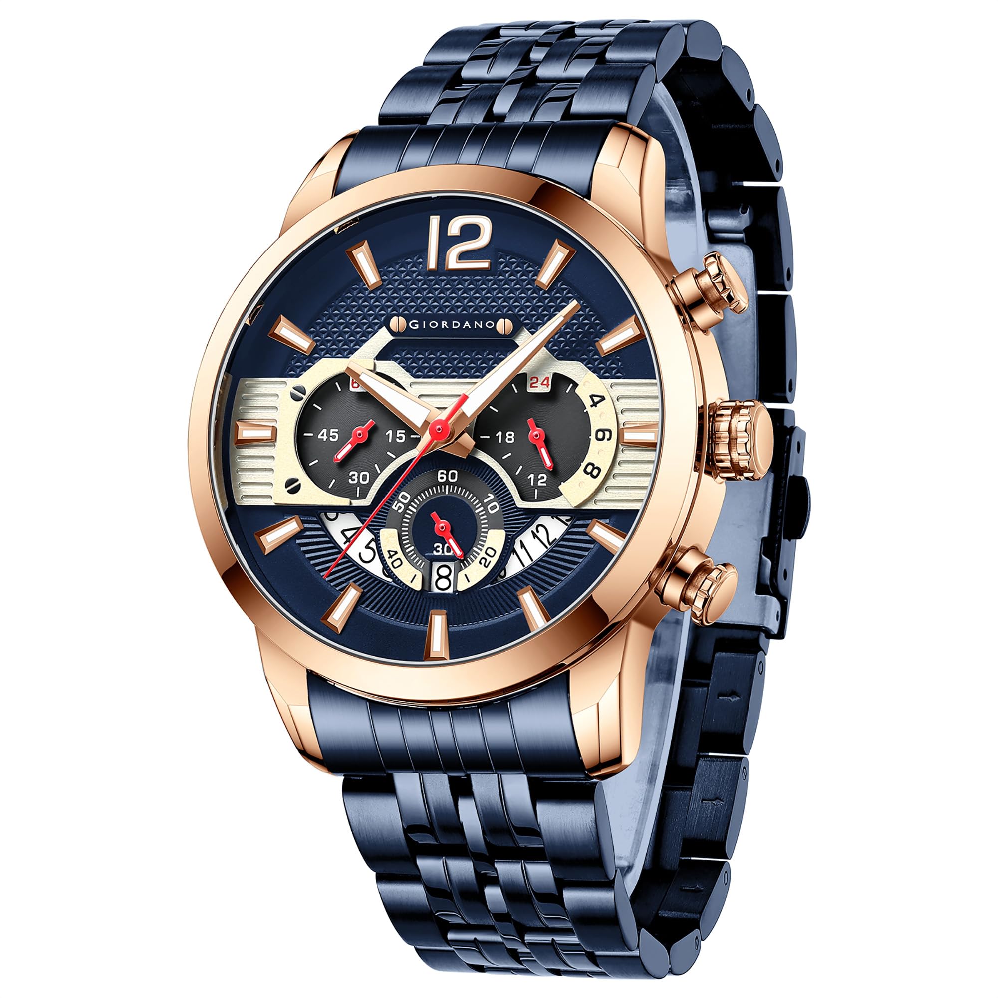 Giordano Analog Wrist Watch for Men Stylish Metal Strap with Water Resistant Multifuntion Mechanism Watch GZ-50032 (B0C596LYX7) Amazon Price History, Amazon Price Tracker