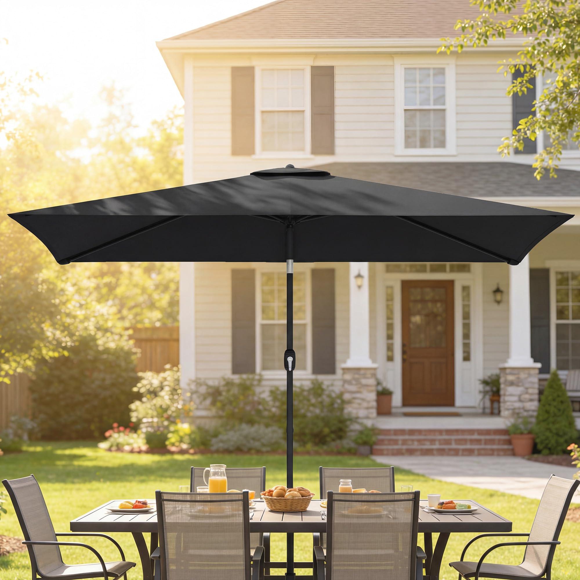 Outsunny 3x2m Garden Parasol, Parasol Umbrella with Crank Handle, Tilt Function, Polyester Canopy, Outdoor Table Umbrella for Patio, Garden — view 8