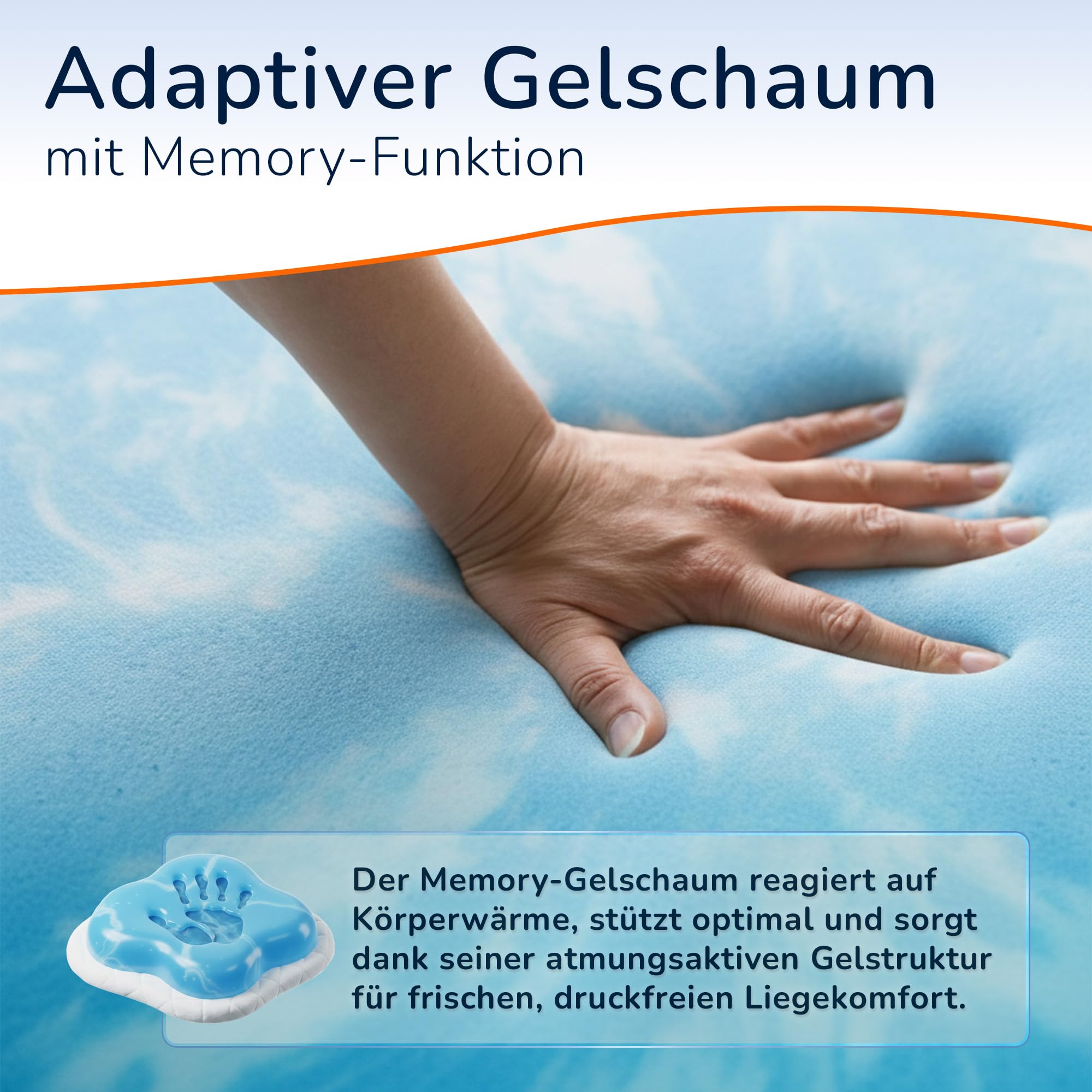 MSS e.K. Karo Gel Split Premium Matratzentopper 180x200 cm, Topper aus Gelschaum, rutschfeste Memory Foam Bettauflage mit atmungsaktivem Bezug, weiche Matratzenauflage 180 x 200 x 8 cm