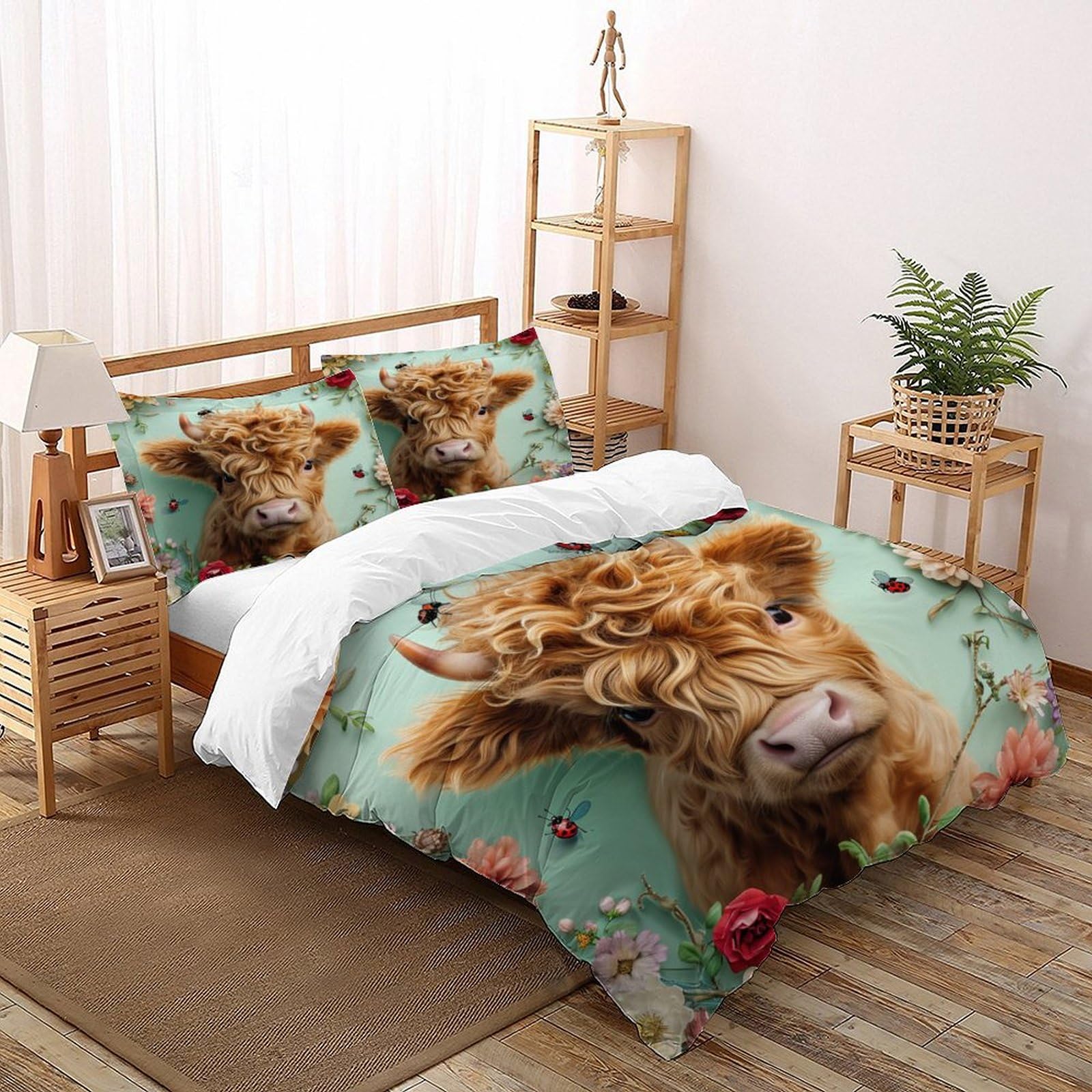 Housse de couette Highland cow 200x200 parure de lit animaux