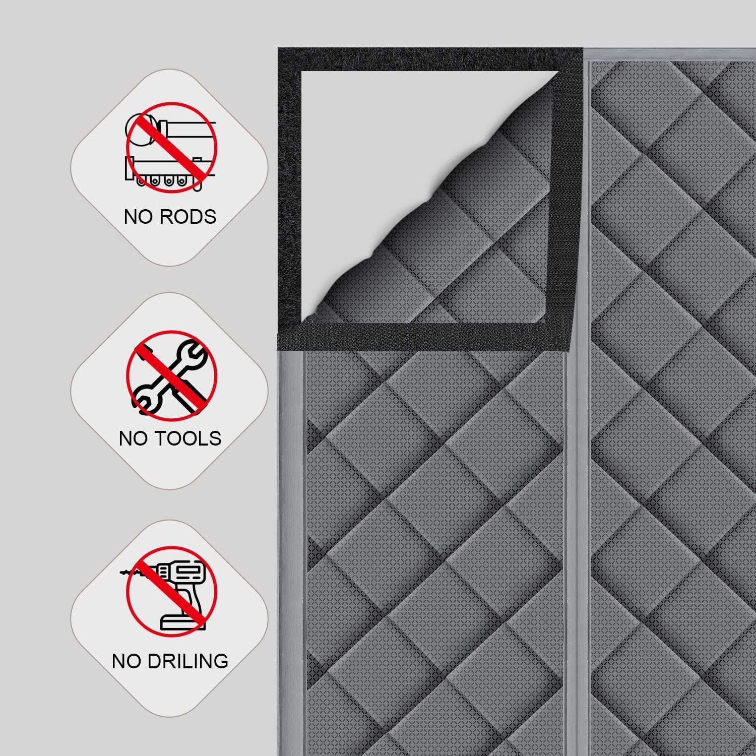 Tenda termica magnetica per porta, spessa, insonorizzata e resistente alle intemperie, per porte d'ingresso, in tessuto imbottito di cotone, 90 x 210 cm, soluzione a risparmio energetico