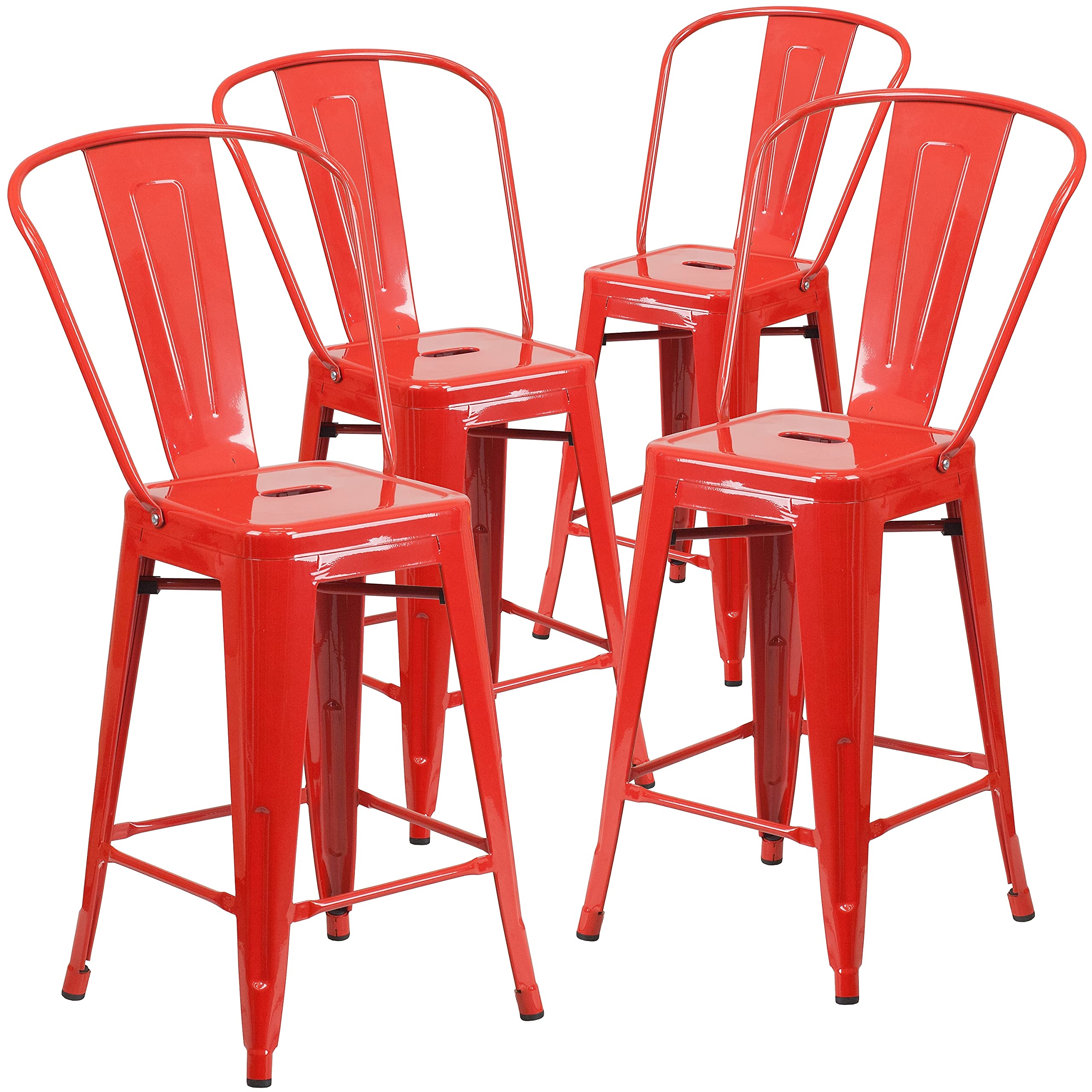 Flash Furniture Red / Set of 4 / Contemporary Stools & Bar Chairs