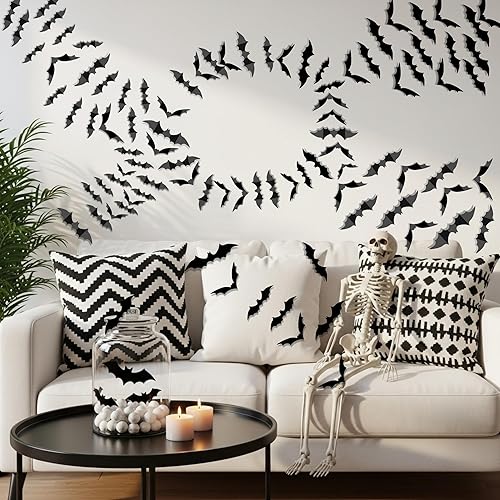 Miniatura 5 de 120 calcomanías de pared de murciélago 3D para decoraciones de Halloween, regalos de fiesta de Halloween, suministros de accesorios de decoración,
