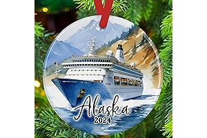 2024 Alaskan Cruise Ship Watercolor Christmas Ornament