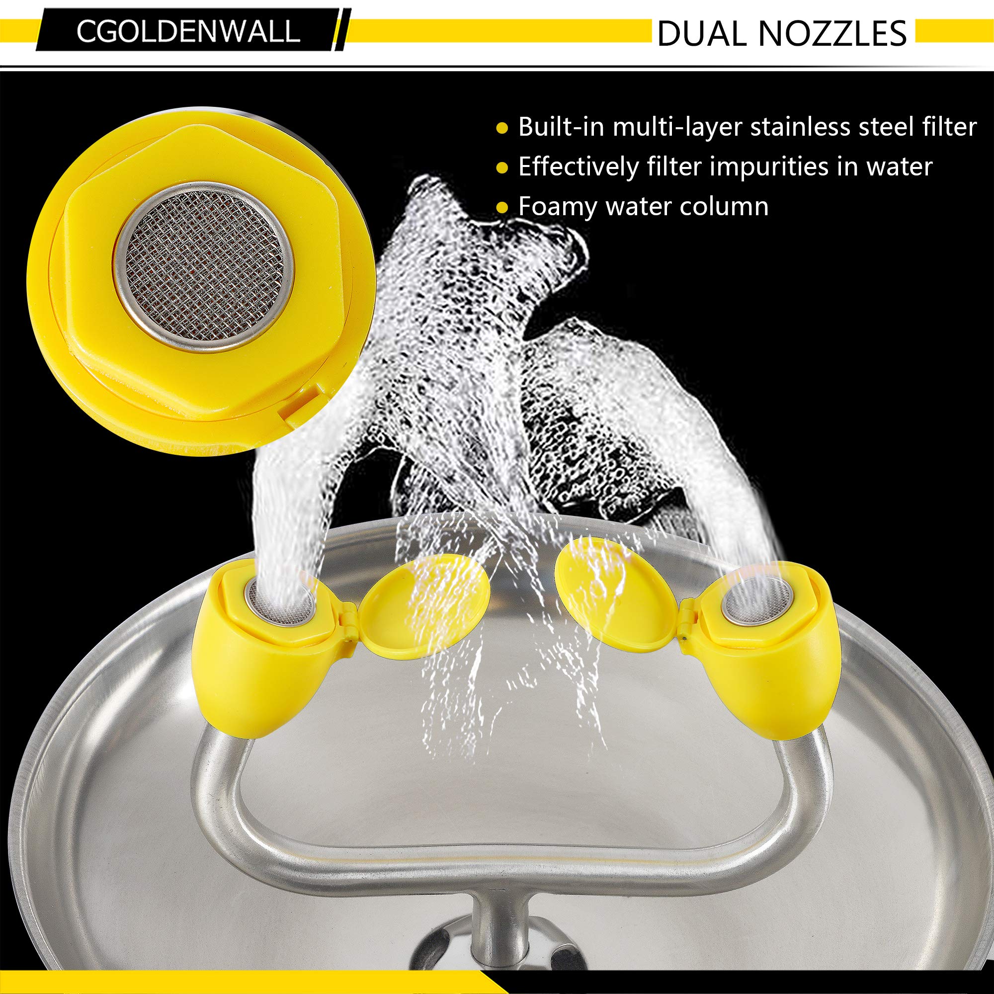 CGOLDENWALL Eye Wash Station Wall Mounted Eyewash Station Emergency Eye