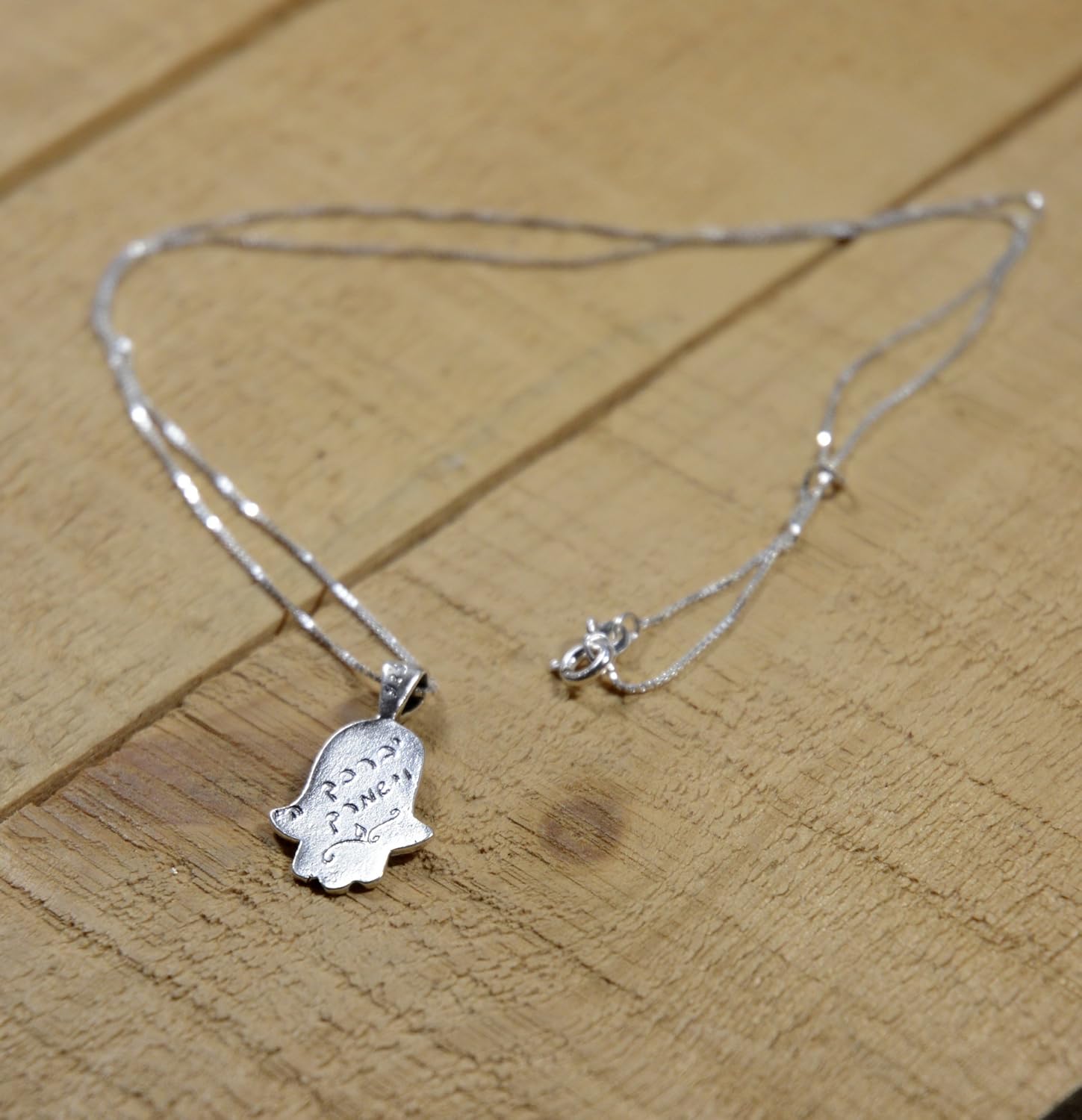 "May The Lord Bless You And Guard You" (Birkat Kohanim) Blessing Charm in Hebrew Text on 925 Sterling Silver Hamsa Hand & 19" Box Chain Necklace - Gift for Protection for Men & Women - Image 5