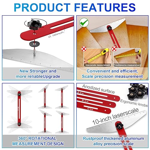 Miniatura 3 de Herramienta de plantilla para peldaños de escalera, plantilla de precisión para escaleras y peldaños - Guía de escalera de aluminio duradera,