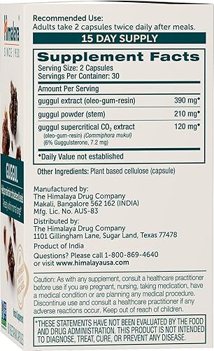 Miniatura 2 de Himalaya Guggul suplemento de colesterol para niveles saludables de LDL HDL y triglicéridos 750 mg 60 cápsulas 1 mes de suministro 2 unidades