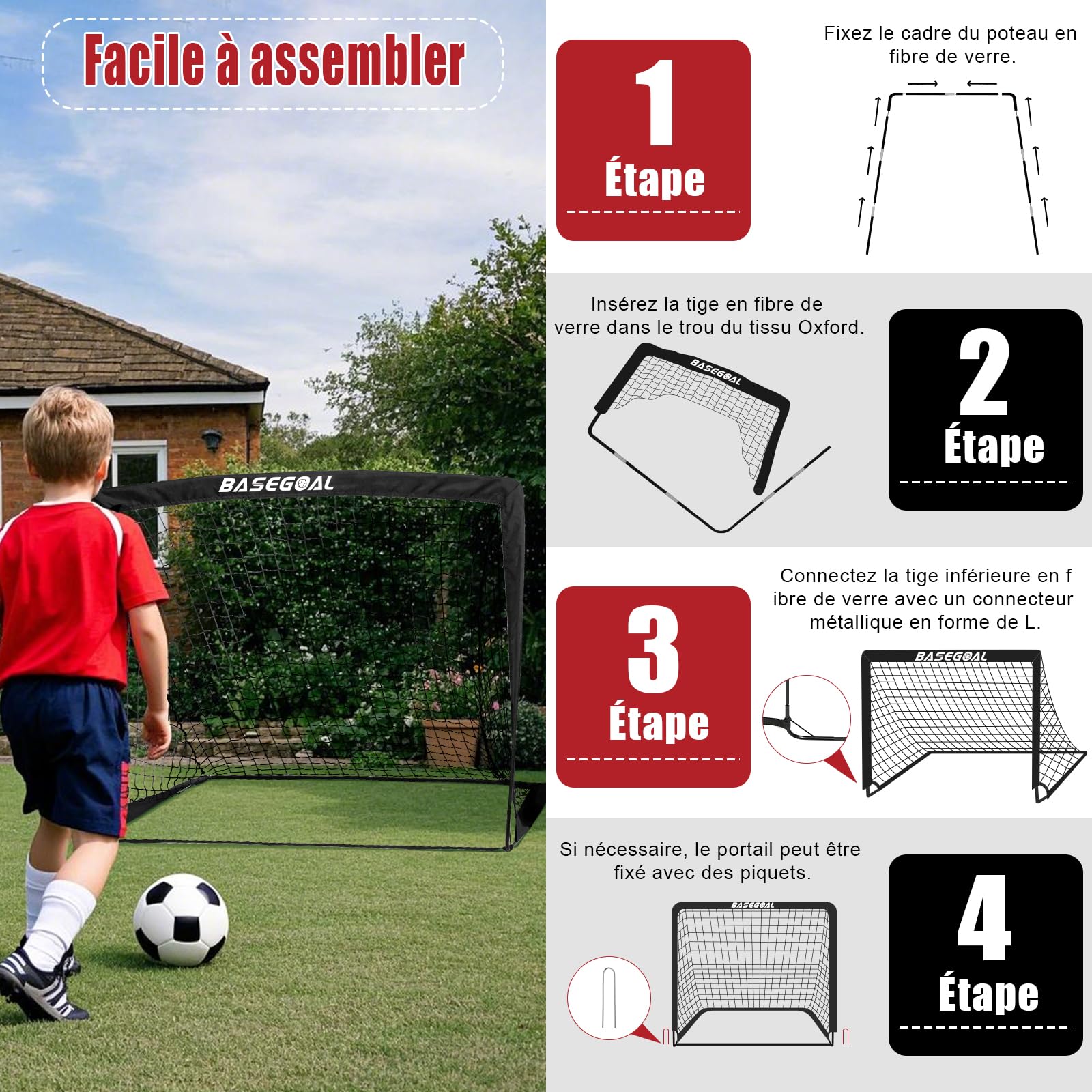 Cage de Foot, Set de 2 But de Foot Exterieur, Goal de Foot avec Cible Suspendue, But de Foot Exterieur pour Jardin Entrainement Football Cadeau - 120x90x90CM