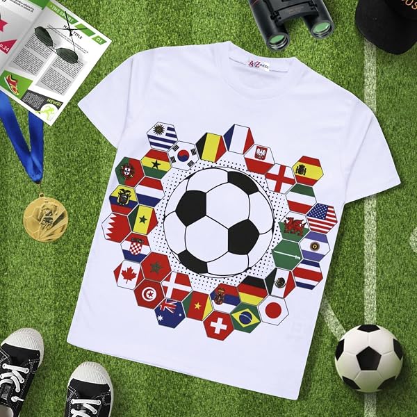 A2Z 4 Kids Girls Boys T Shirts International Football World Cup T-Shirt Soft Feel Soccer Team Short Sleeves Tank Top Tees for Children Street Parties T-Shirt Age 5-13 Years - 4