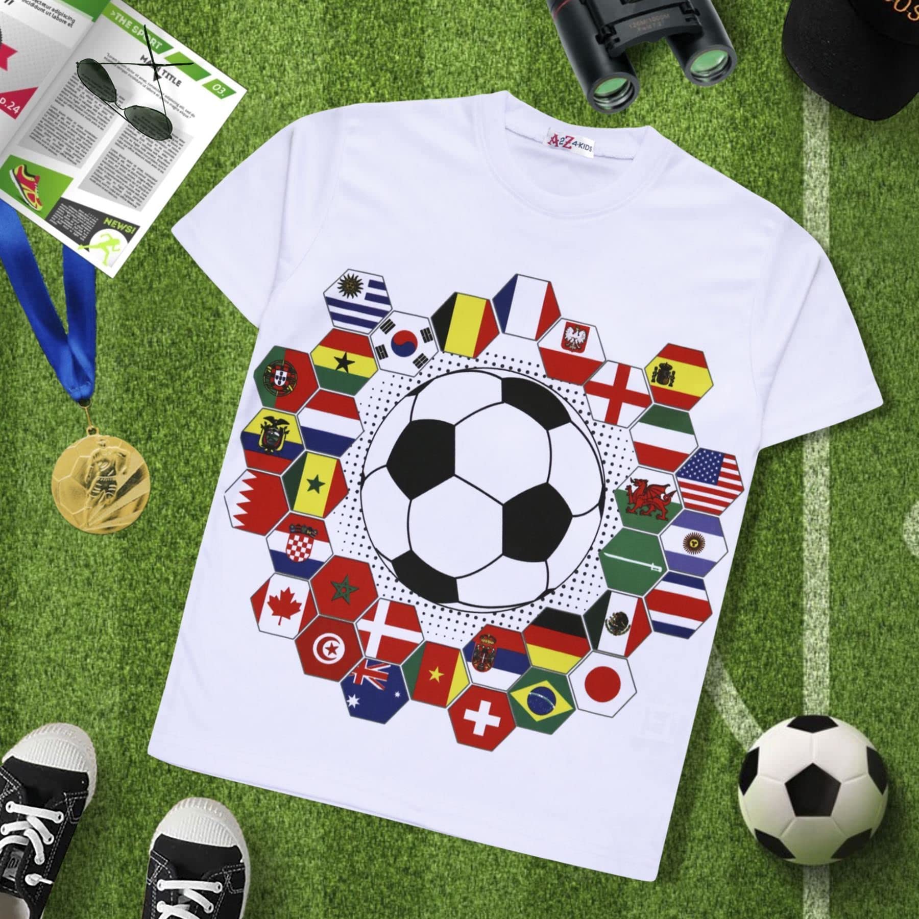 A2Z 4 Kids Girls Boys T Shirts International Football World Cup T-Shirt Soft Feel Soccer Team Short Sleeves Tank Top Tees for Children Street Parties T-Shirt Age 5-13 Years - 4