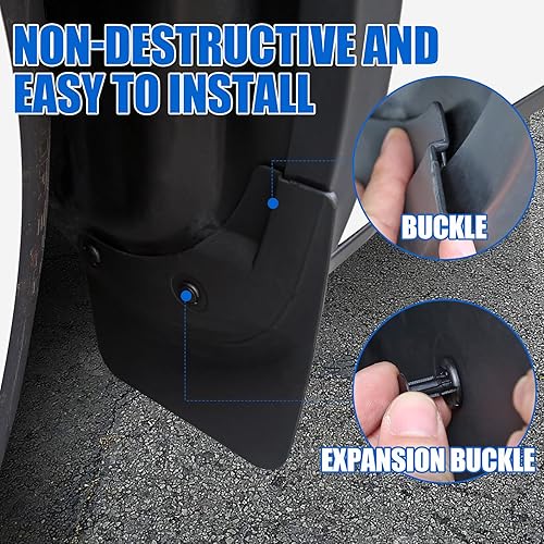 Miniatura 4 de Aletas de barro para accesorios modelo Y 2021-2024, protectores de barro de material flexible a prueba de salpicaduras, no requiere perforación,