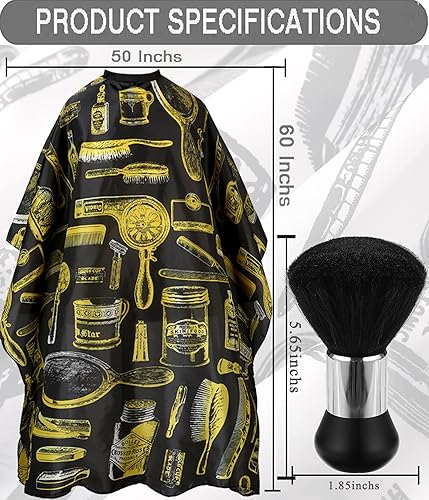 Miniatura 2 de Borogo Capa profesional de corte de pelo con cepillo para el cuello, capa de peluquería de peluquería, accesorios de peluquería a rayas amarillas