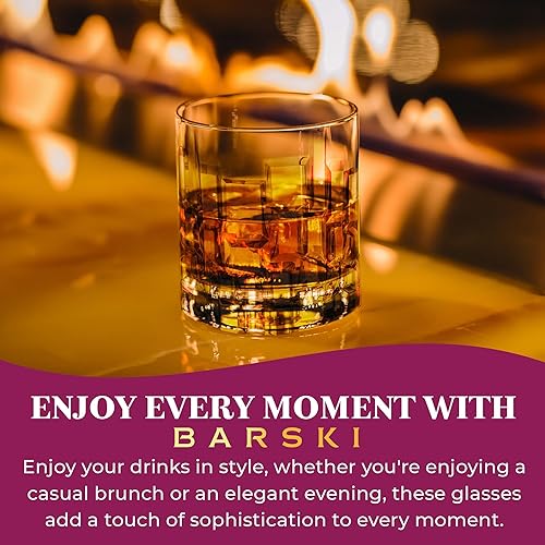 Miniatura 7 de Barski Vasos de whisky  Doble Old Fashioned Rocks Glass  Juego de 2 vasos de cristal DOF  para whisky  Bourbon  Agua  Bebidas  Vasos para beber  11