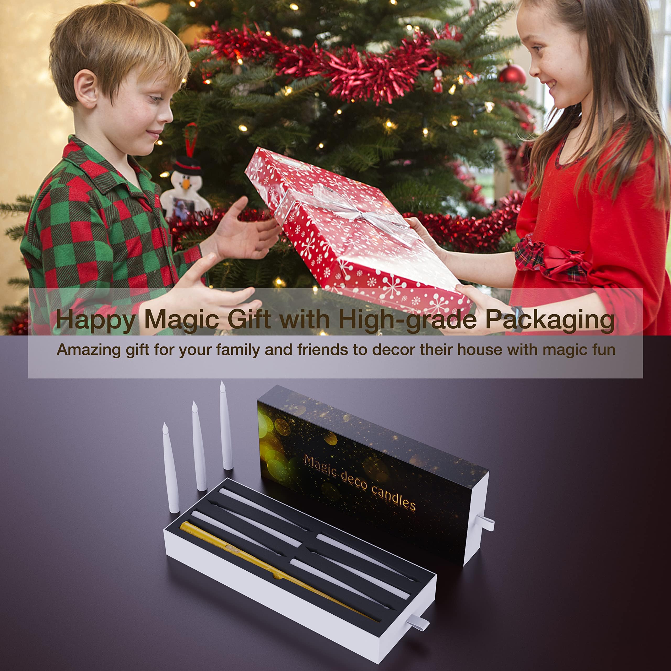 Coovee Candele LED Senza Fiamma con Telecomando a Bacchetta Magica, 12 Floating Candles da Appendere, Calda Lampeggiante Candela, Candela Conica Elettrica per Matrimonio Halloween Festa di compleanno