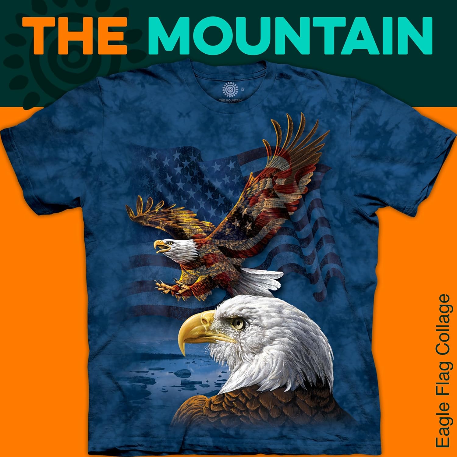 The Mountain Eagle Flag Collage Unisex T Shirt | Premium, Hand-Dyed | Patriotic USA Graphic Tee