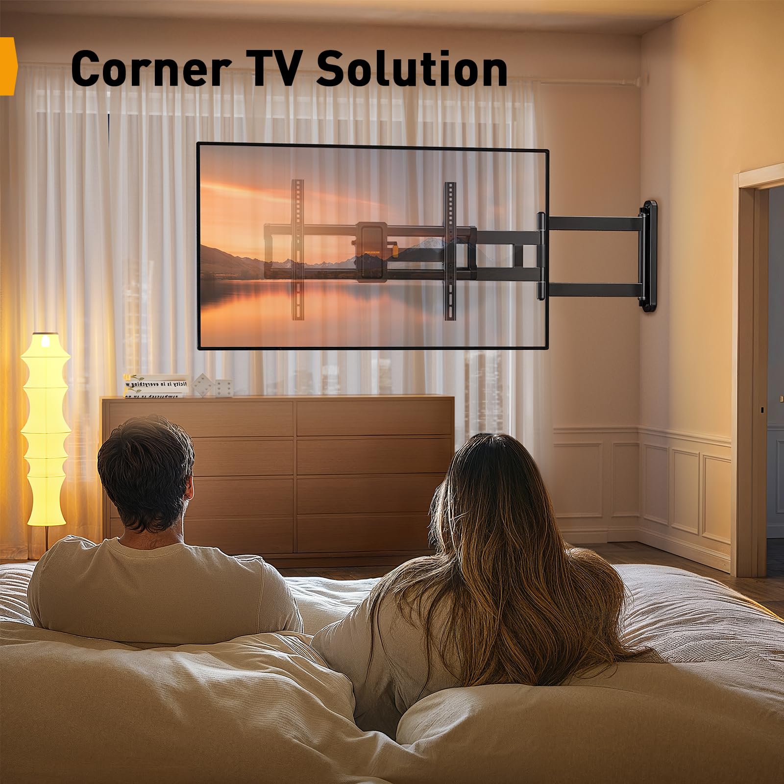Perlegear uchwyt ścienny do telewizora z długim ramieniem 943mm na 42–84 cale do 68kg, dodatkowo długi uchwyt telewizory, obrotowy pochylany uchwyt ścienny do telewizora, max VESA 600 x 400mm