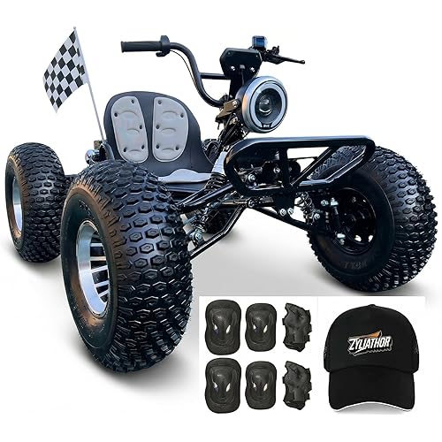 Zyliathor 72V Brushless Electric Off-Road Go Kart, Peak 10.8kW, Up to 62MPH, 37-Mile Range, Shaft Drive Diff, Dual Hydraulic Rear Discs, 19x7-8 Tires, Teens & Adults