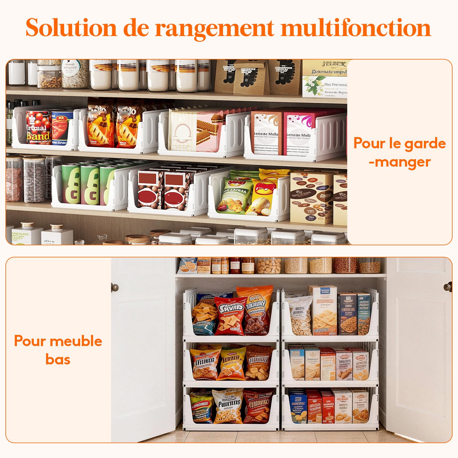 Lifewit Boîtes de Rangement pour Vêtements, Organisateur de Penderies Empilables, Blanc Bacs Individuels en Plastique, Idéal pour Placard de Cuisine, Armoire de Camping et Salle de Bain, 20L, Lot de 6