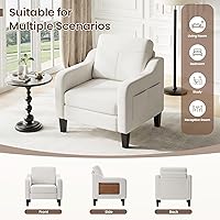 Vista 5 de Silla de acento para sala de estar, sillón moderno tapizado en lino, silla de sofá lateral de tela con estructura de madera con mesa plegable, 2
